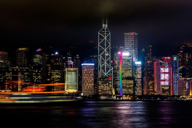 hong kong, peek, night